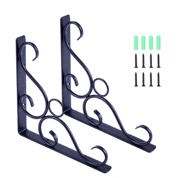 

2 Pcs Cast Iron "L" Corner Brace Joint Angle Corner Bracket Shelf Bracket Wall Hanging with Screws (US Only)
