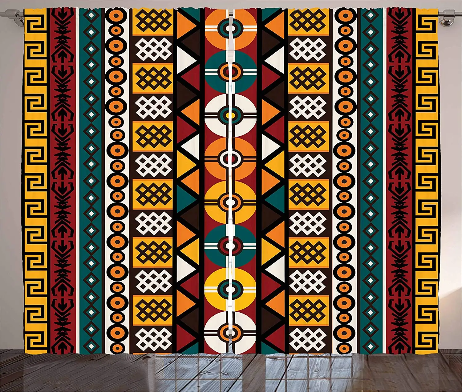 Kente Pattern Curtains Vertical Borders Inspired By Primitive African Cultures Geometrical Design Living Room Bedroom Window Curtains Aliexpress