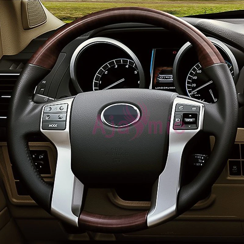 

For Toyota Land Cruiser 150 Prado LC150 FJ150 2010-2017 Steering Wheel Cover Trim Chrome Car Styling Prado Accessories