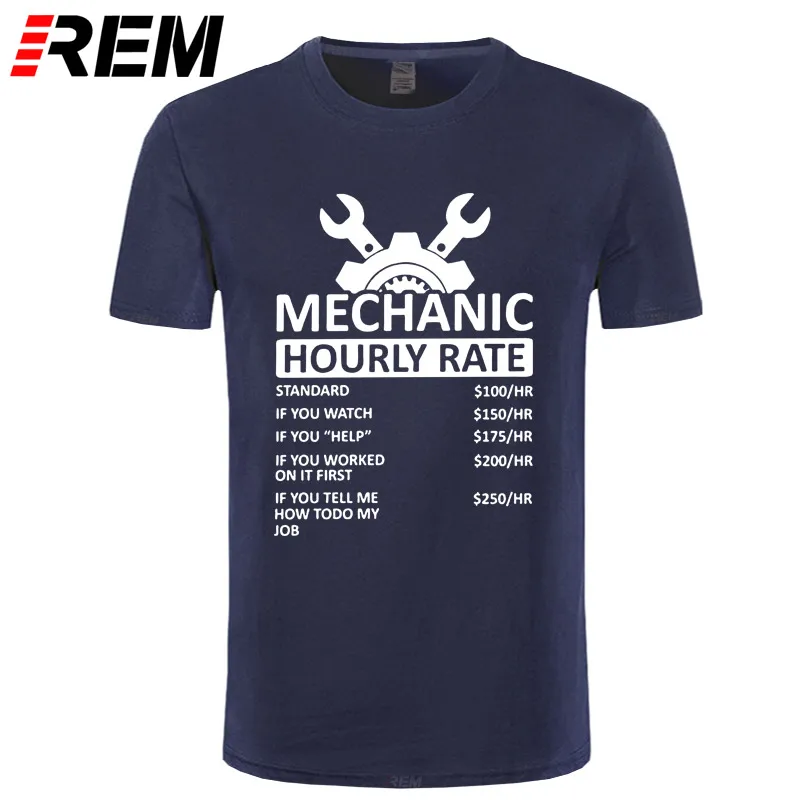 Men's T-Shirt Mechanic Hourly Rate Unique 100% Cotton Tee Shirt Male Tshirt Car Fix Engineer T Clothing Gift Idea | Мужская одежда