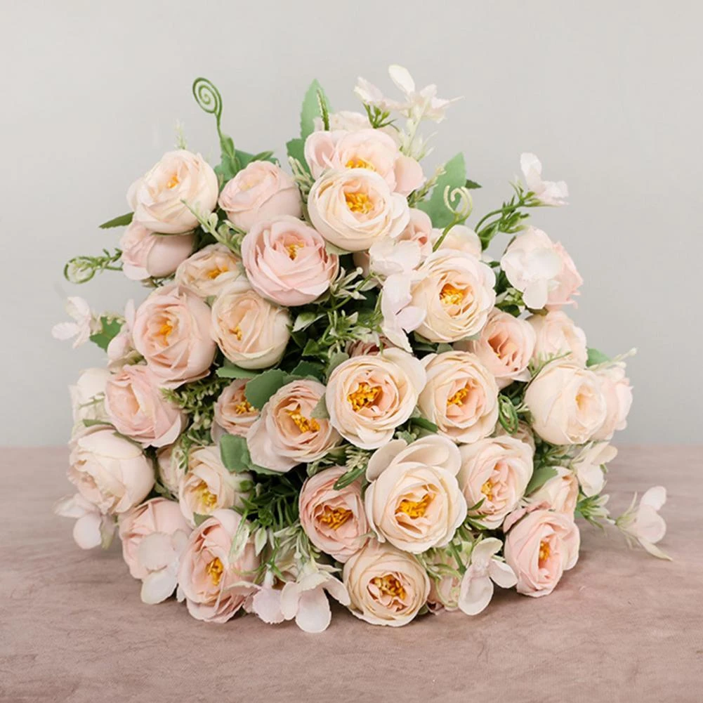 Bouquet de fleurs artificielles en soie de Rose blanche, fausses fleurs bon  marché pour décoration d'intérieur de mariage à la maison | AliExpress