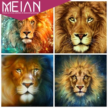 

2020 Meian Lion 5D Diamond Paiting Lion Kits DIY Handicraft Diamond Embroidery Sale Animal Picture Of Rhinestones Decor For Home