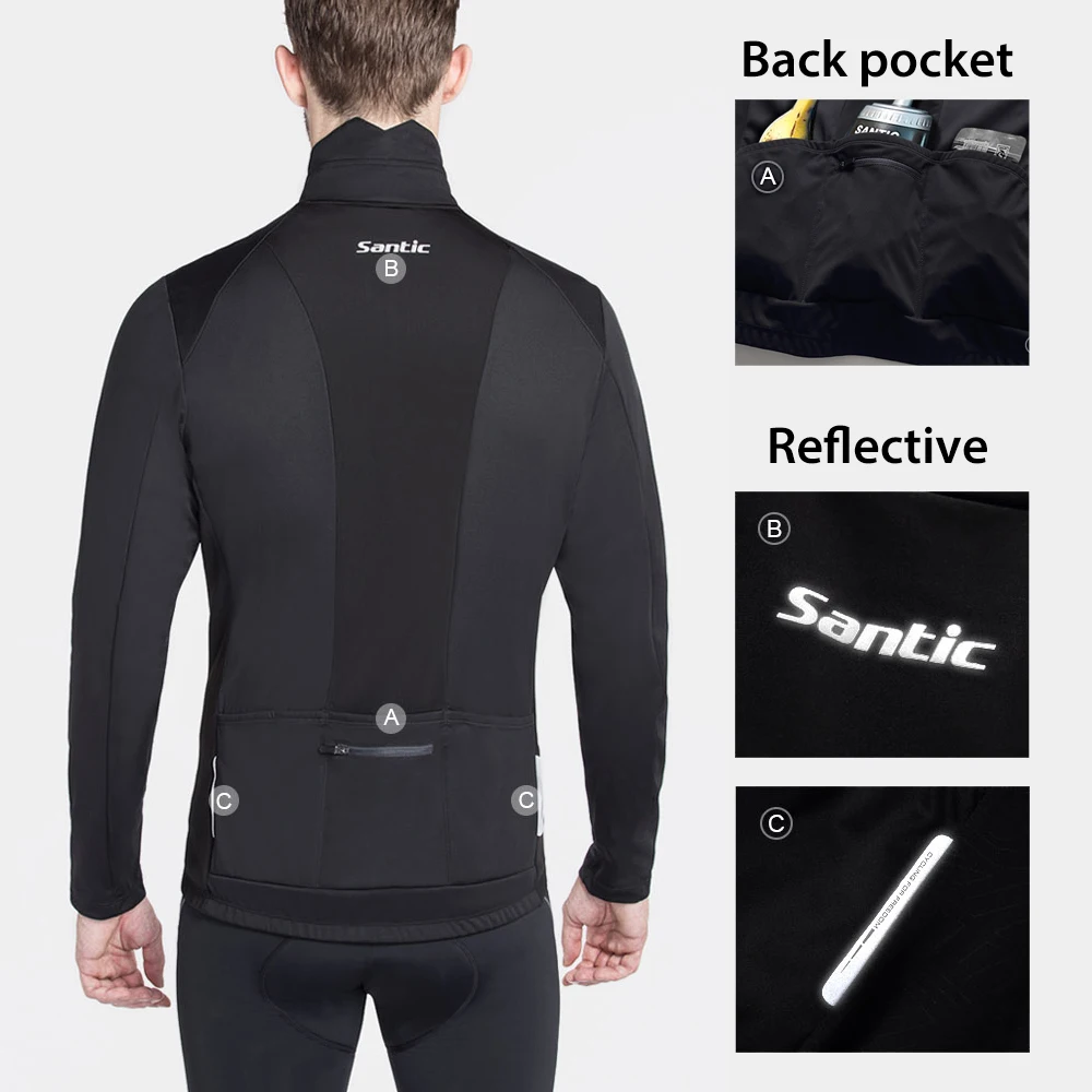 Santic Men Cycling Jackets Winter Windproof MTB Jackets Coat Keep Warm Breathable Comfort Clothes KC6104 Cycling Jacket Cycling Clothes