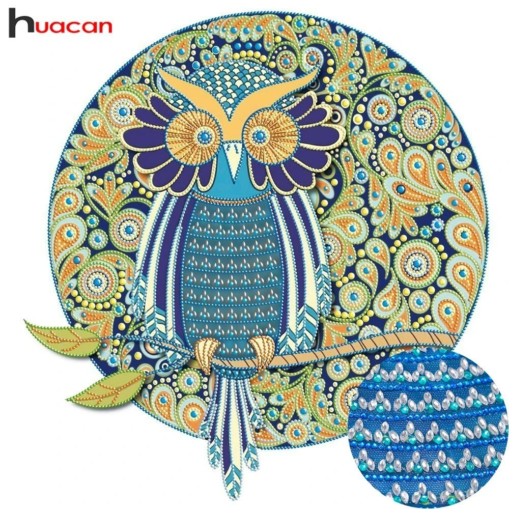 HUACAN, алмазная живопись особой формы, животное, 5D, сделай сам, алмазная вышивка, сова, мозаичная картина, слон, ручной работы, подарок