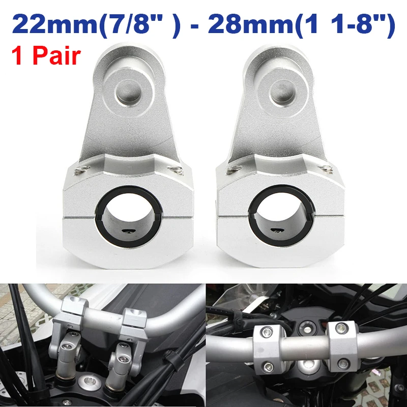 2 шт. зажимы руля мотора мотоцикла Серебряный стояк 22 мм 28 мм для Suzuki для Yamaha для BMW для Honda рамка из алюминиевого сплава