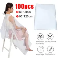 100 Pieces Disposable Long Barber Wai Cloth Perm Hair Salon Haircut Wai Hairdressing Cape Shawl Pe Apron 1