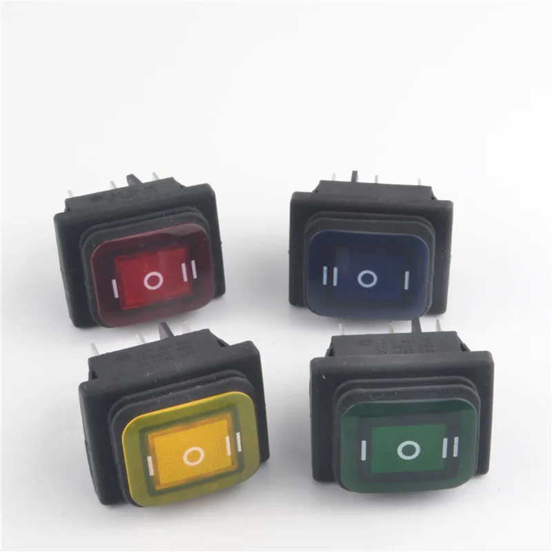 

KCD4 black Red Green Rocker Waterproof Switch Power Switch 2/ 3 Position 6 Pins With Light 16A 250VAC/ 20A 125VAC
