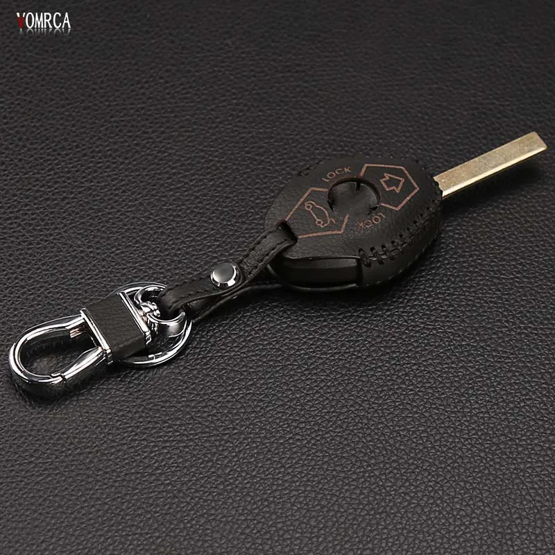 

Genuine Leather Car Key Case Cover Shell for BMW X3 X5 Z3 Z4 3 5 7 Series E38 E39 E46 E83 M5 325i Wallet Bag 2 button