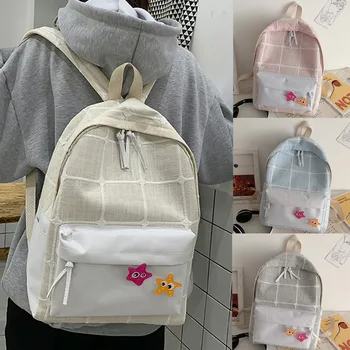 

school bags for teenage girls Women's Fashion Simple Style Large Capacity Canvas Backpack Shoulder Bag rugzak vrouwen