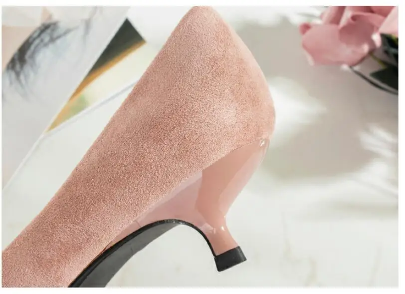 Женская обувь 3,5 см обувь на высоком каблуке Для женщин пряжки Стразы туфли из флока с острым носком вечерние маленькие сандалии на каблуке Офисные женские туфли под платье туфли-лодочки