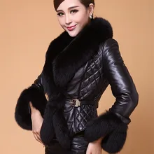 Новая осенне-зимняя женская куртка из искусственной кожи с отложным воротником и меховым воротником, Роскошные куртки из искусственного меха, короткая черная кожаная куртка