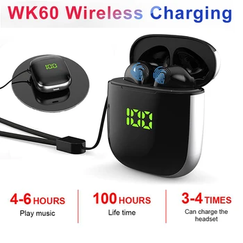 

Originele WK60 Tws Bluetooth Oortelefoon Pop-Up Windows Draadloze Sport Hoofdtelefoon 5D Stereo Headsets Led Display Met Opladen
