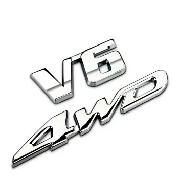 

Car Styling Decoration ABS Silver V6 AWD Car Front Tail Emblem Sticker Car Side Panel Car Body Badge Auto Sticker