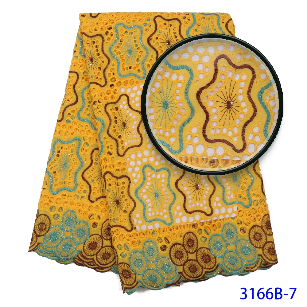 2019 Swiss Voile Lace In Switzerland High Quality African 100%Cotton Lace Fabric With Stone Nigerian Every Dress Party QF3171B-2