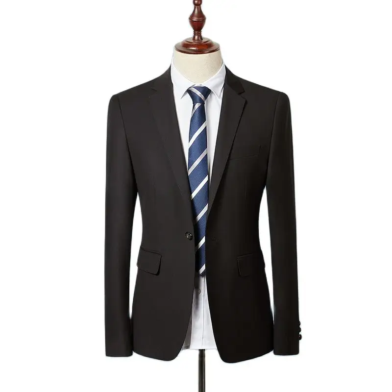 

Black Formal Suit Men Business Wedding Blazers 2022 New Pure color Male office party Dress Tops