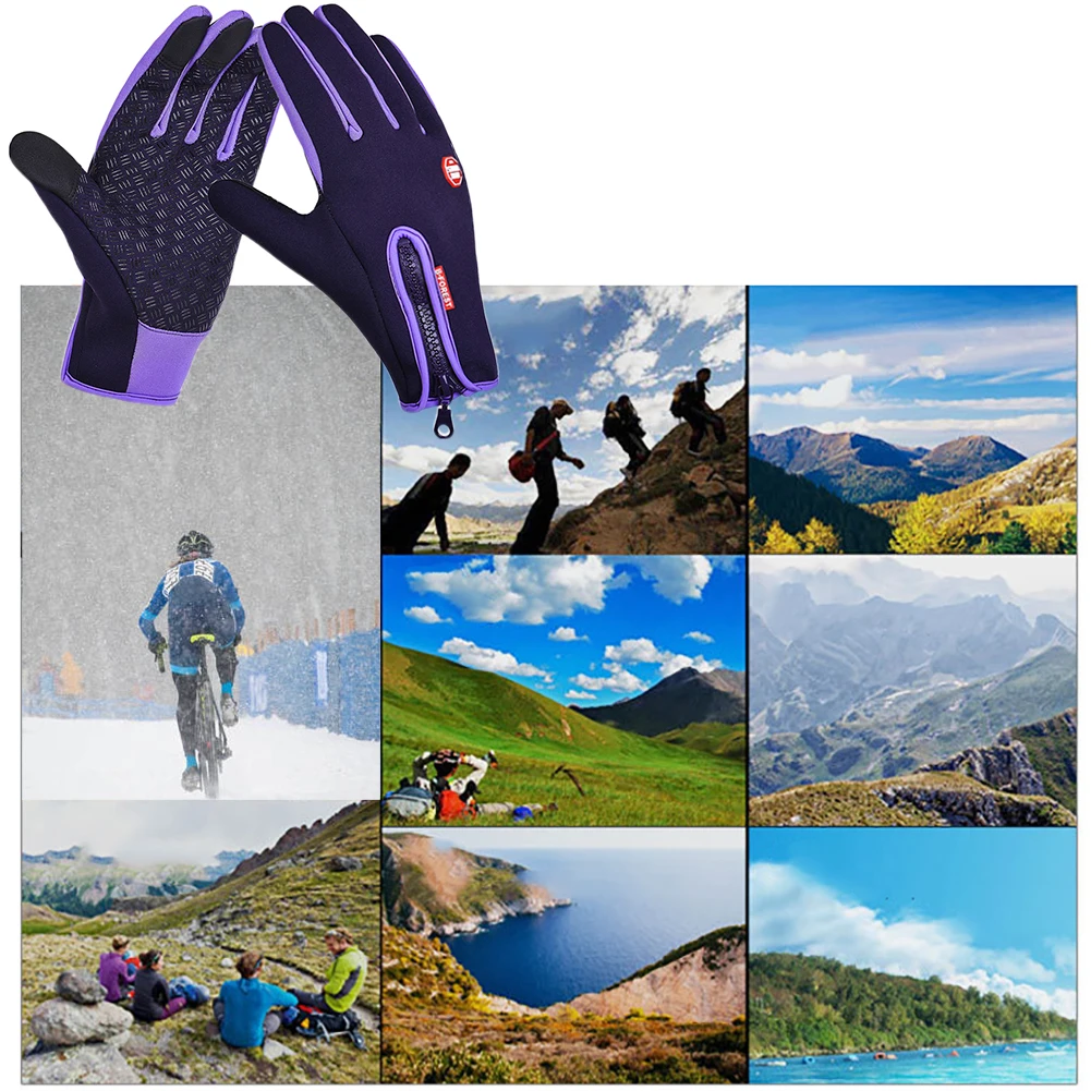 Winter Warm Touch Screen Cycling Gloves Outdoor Sports Windproof Driving Riding Ski Motorcycle Gloves Men Women Full Finger