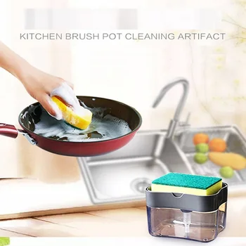 

Soap Pump Dispenser Cleaning Dish Brush Manual Press Liquid Soap Dispenser Press Sponge Wipe of Liquid Box