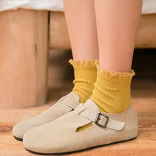 Женские носки, Осенние новые модные кружевные носки, хлопковые однотонные милые женские модные длинные носки, 1 пара