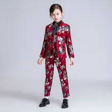 YuanLu/Детский костюм для девочек; одежда; костюм с блейзером для свадебной вечеринки; костюм принцессы с цветочным принтом