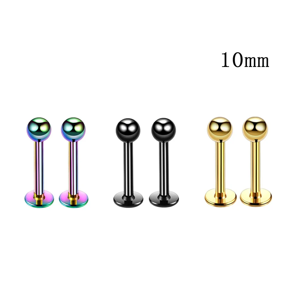 Ball 10mm 6pcs Пирсинг для губ Larbet стержни 14 шт./лот из нержавеющей стали Лабрет для губ кольца для губ ювелирные изделия для тела сексуальные женские аксессуары - Окраска металла: Ball 10mm 6pcs