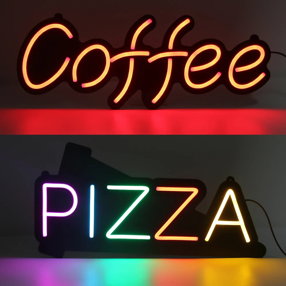 Pizza Coffee Insegne Al Neon 220V 110V Piatti Decorativi In Acrilico Home Decor Plate Shop Illuminazione A Led Bussiness Insegne Illuminate