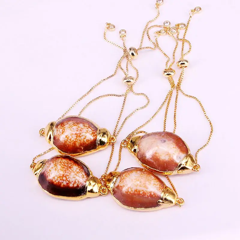 6 шт., природный раковины оболочки звено цепи браслет золото гальваническим покрытием для женщин девочек