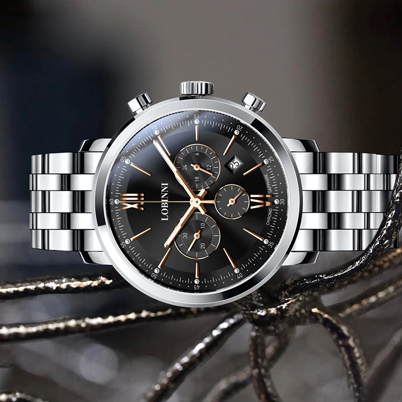 Luxury Switzerland Brand Japanese Quartz Male Watches Mens 50M Waterproof Genuine Steel Dial Japan-5