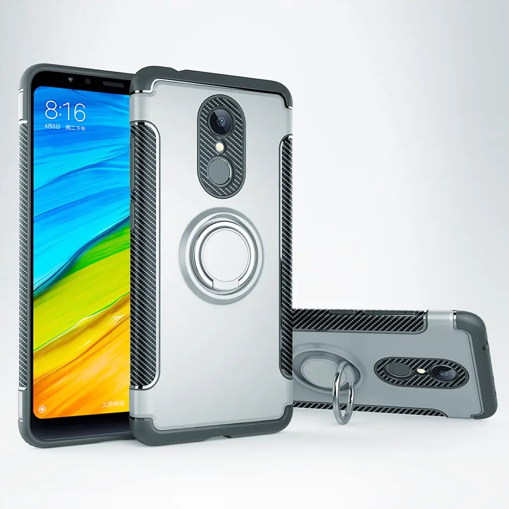 Магнитный бронированный чехол для Xiaomi Redmi 5 Plus роскошный силиконовый чехол с металлическим кольцом Жесткий Чехол для Xiaomi Redmi 5 чехол для телефона Funda
