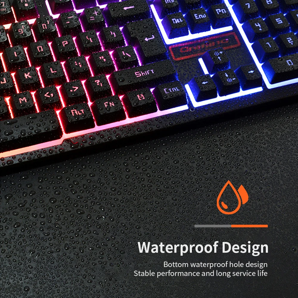 Клавиатура и мышь Combo N-Key rolover Проводная игровая мышь Бесшумная клавиатура RGB мышь 104 клавиш водонепроницаемый дизайн дыхательные огни