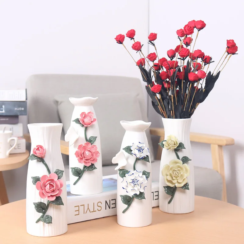 

Creative Entirely Handmade Pinch Flowers Ceramic Vase New Chinese Style Home Artwork Decorative Vase Living Room Decorations Dec