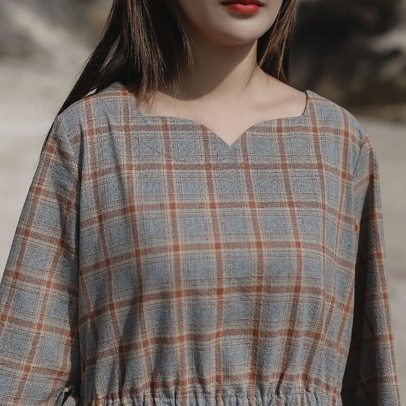 NINI WONDERLAND женское платье весеннее клетчатое Хлопковое платье Femme винтажное длинное платье в стиле леди Мори девушка макси платья большой размер