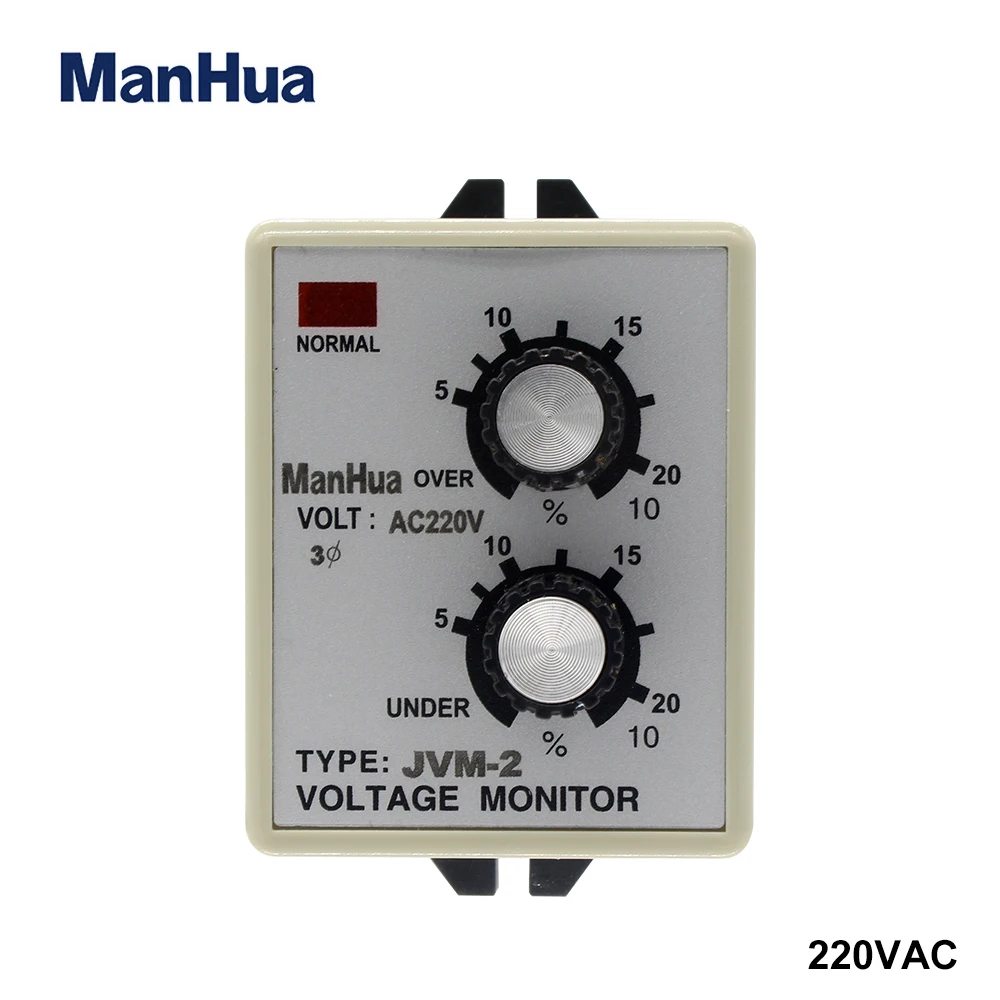 Manhua 3 phase AC220V 50/60Hz JVM 2 Phase Monitoring Relay Voltage