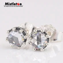 Аутентичные 925 пробы серебряные прозрачные сверкающие короны серьги-гвоздики европейские ювелирные изделия