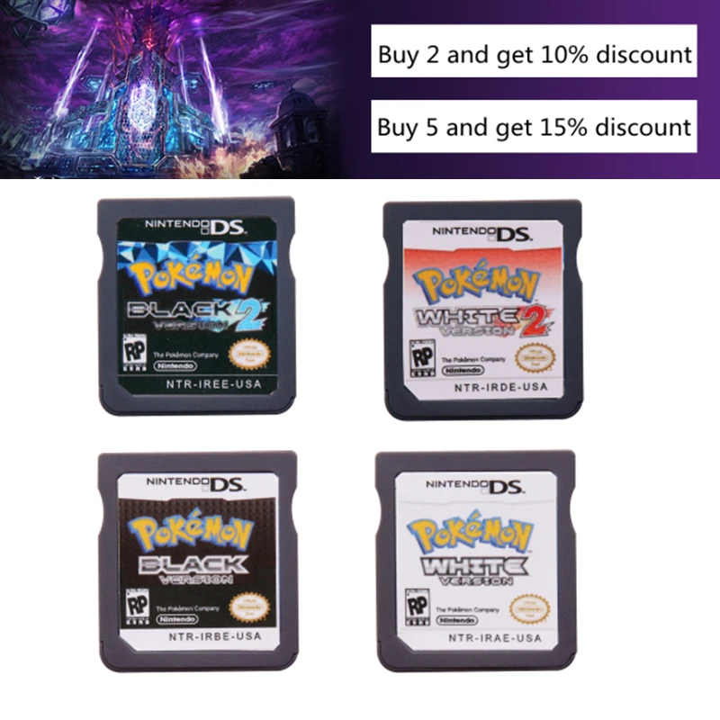 Игровая Карта памяти DS 3DS NDSL карта Pokemon черно-белая 2 версия США SOULSILVER/Heart Gold |