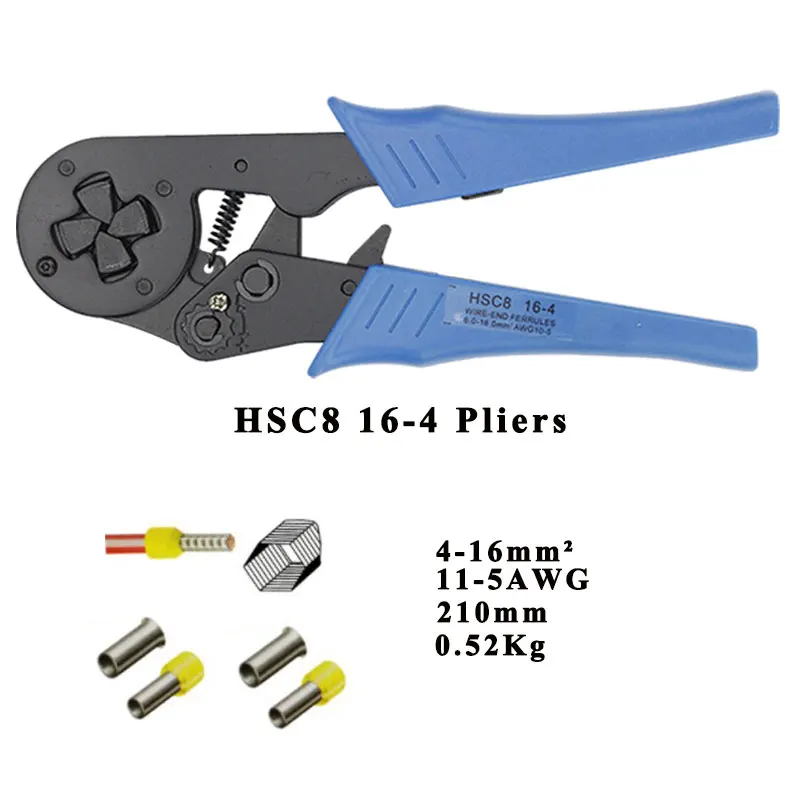 Мини плоскогубцы электрические провода обжимные инструменты трубчатые Клеммы Коробка Набор 1050p HSC8 16-4 4-16mm2 AWG11-5 6-4B/6-6 0,25-6mm2 AWG23-10