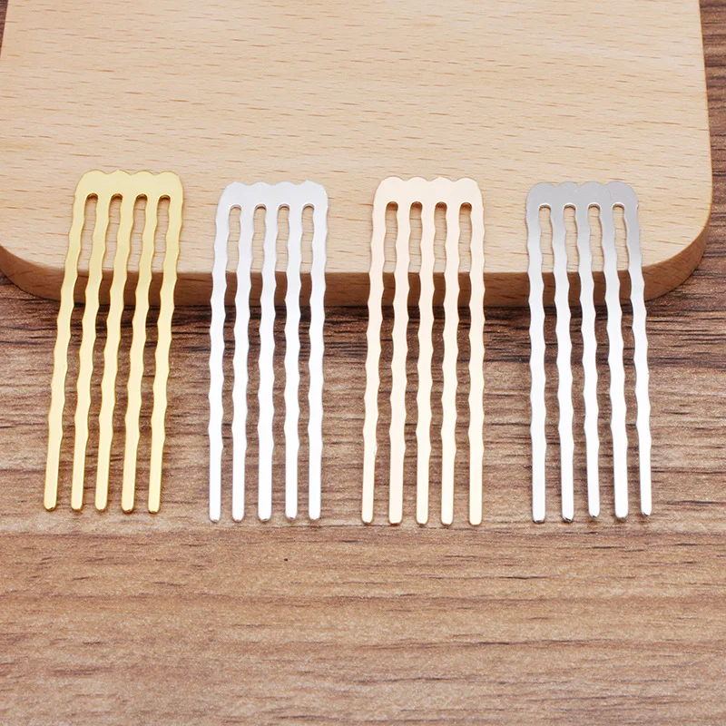 헤어 빗 베이스 골드 실버 도금 금속 헤어 빗 세팅, DIY 수제 쥬얼리 액세서리, 15x50mm, 50 PCs