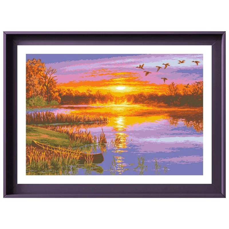 

Набор для вышивки крестиком Sunset, рисунок леса, 18ct 14ct 11ct, холст без рисунка, вышивка крестиком «сделай сам»
