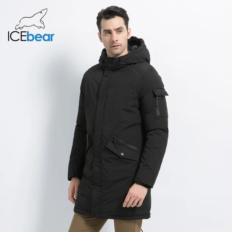 

ICEbear 2019 new high quality winter coat simple casual coat design men's warm hooded brand fashion parkas jackets MWD18718D