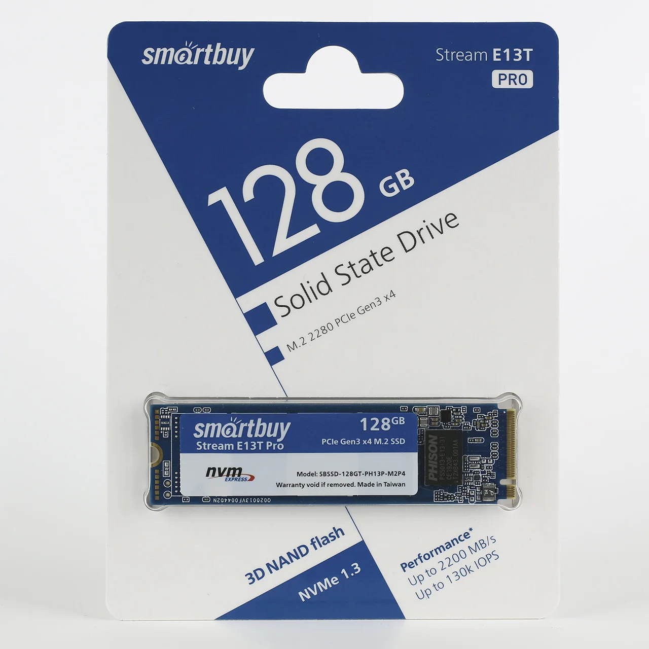 M.2 2280 SSD Smartbuy Stream E13T Pro 128GB NVMe PCIe3x4 PS5013T 3D TLC | Компьютеры и офис