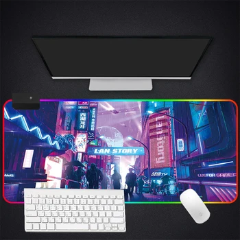 

RGB Mouse Pad Large Gaming Luminous Waterproof Non-slip Rubber Desk Mat Punk Anime Mousepad Computer Laptop Keyboard Desk Pad
