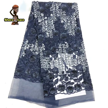 

2020 New Design African French Tulle Lace Fabric With Sequins High Quality Nigerian Lace For Garment