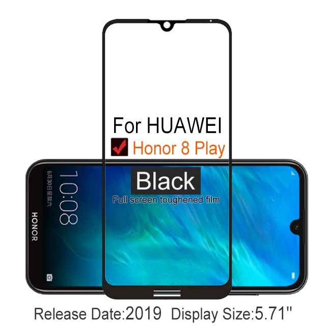 Honor 8 Play Black 2 шт Полное покрытие протектор экрана закаленное стекло для Huawei Honor 8 Play на Защитное стекло для Honor Play 8 пленка - Цвет: Honor 8 Play Black
