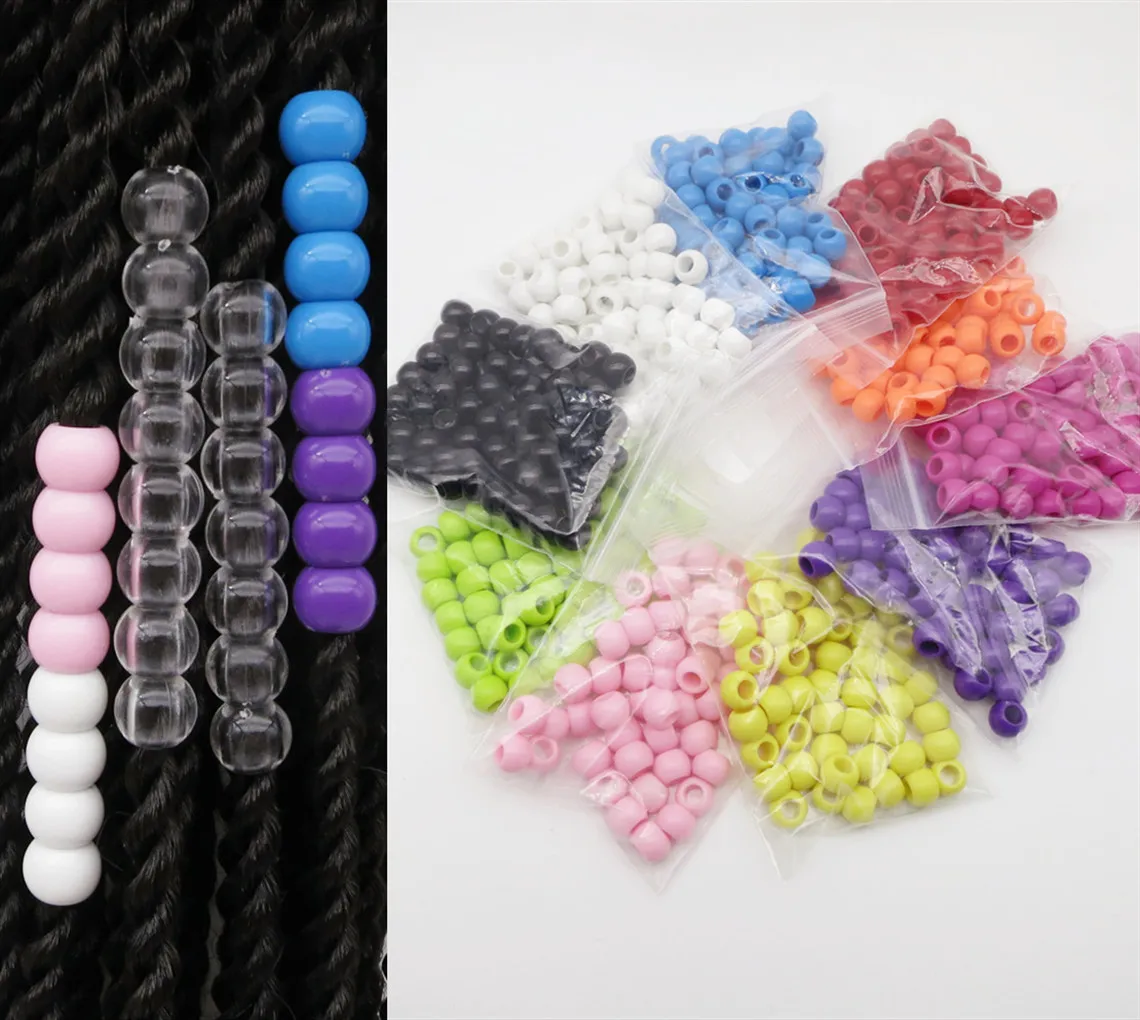 Black and White Kids Girls Box Braids Hair Braid Dread Dreadlock Beads Rings Tube Braiding Accessories 50pcs