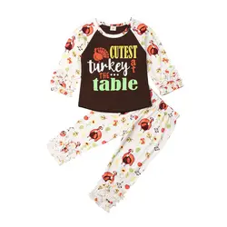 Осенняя одежда для маленьких девочек из 2 предметов футболка с длинными рукавами и надписью Топы + штаны, комплект одежды для девочек на