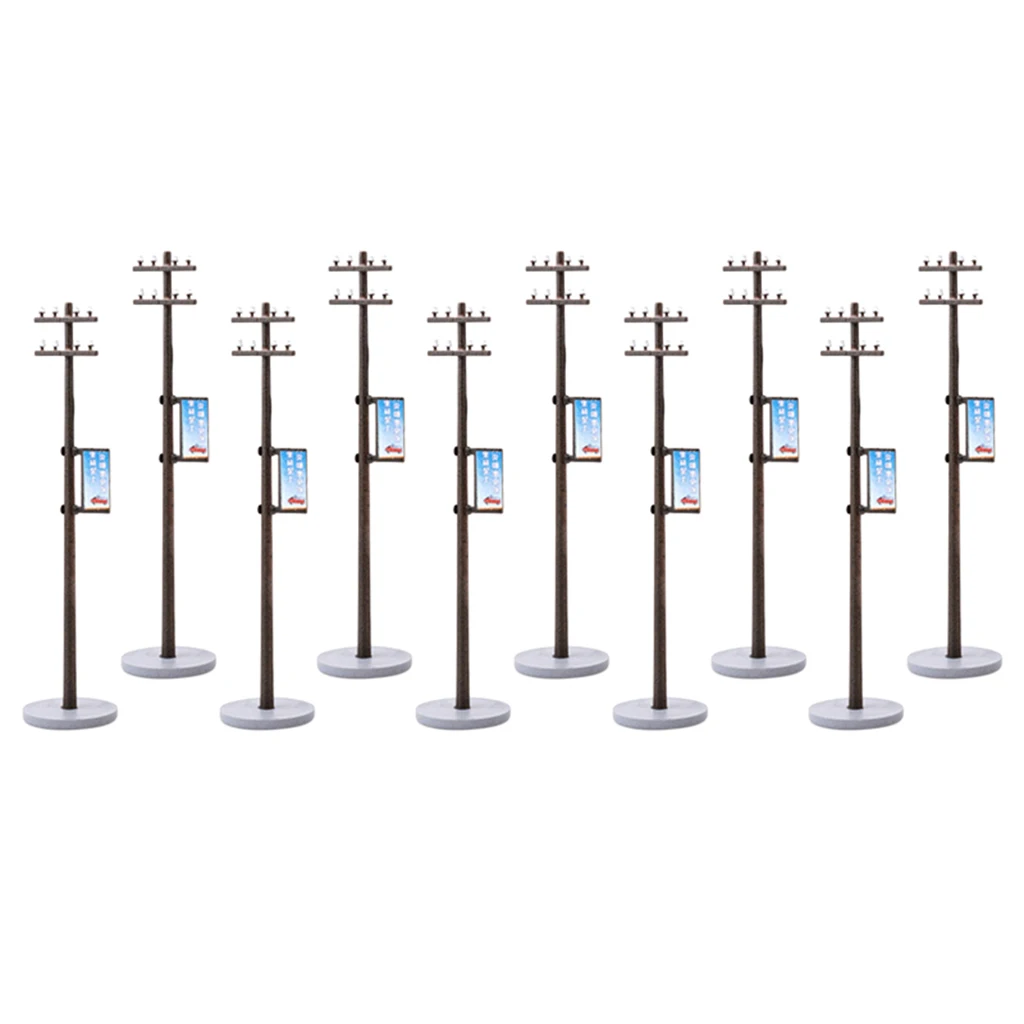 10x Plastic Electric Line Pole Model for Train SCENERY 1:100 HO TT Scale Electric Line Pole Model 3