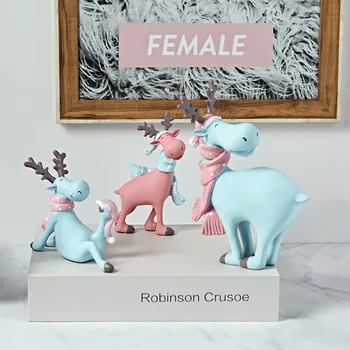 

Resin Christmas Deer Figurines Home Decoration Toys Animal Figurines Resin Elk Statue Set for New Year Christmas Gifts