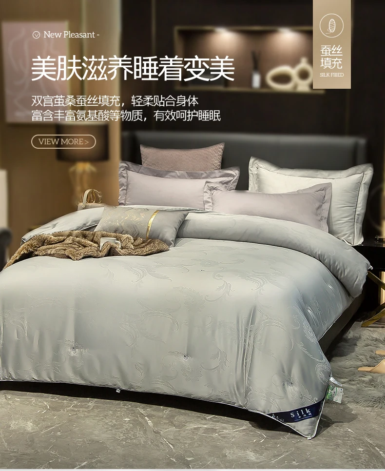 Natural Mulberry Silk Luxury Quilt Filling King Queen Full Size Comforter Winter Thick Silk Quilt Solid Color