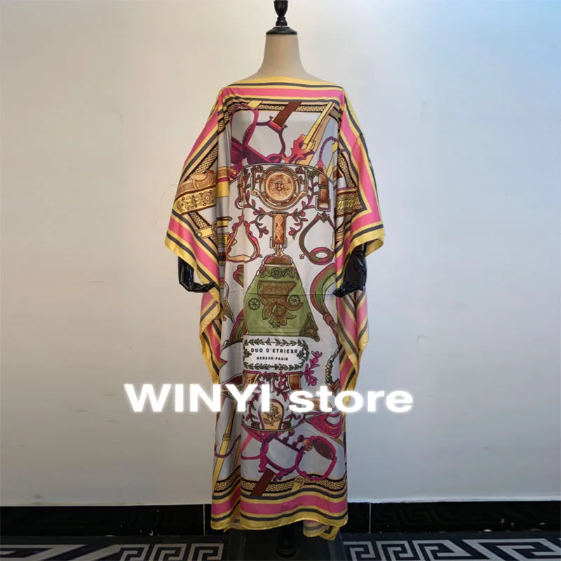 2021Kuwait Dashiki Dress Print Bohemia Hijab Loose Elegant Muslim Abaya Bazin Robe Gowns Broder Riche Sexy Lady Party maxi beach