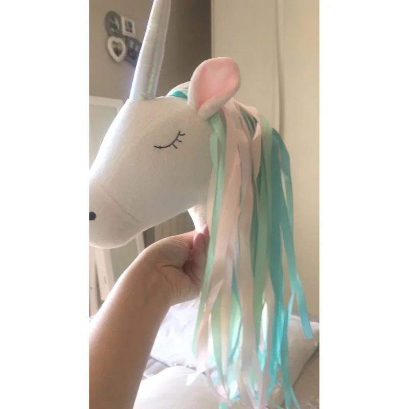 Unicorn Stuffed Animals Plush Toys 3D Animals Head Wall Hanging Mount Girls Kids Room Decoration Children Bedroom Accessories plush doll,anime plush doll