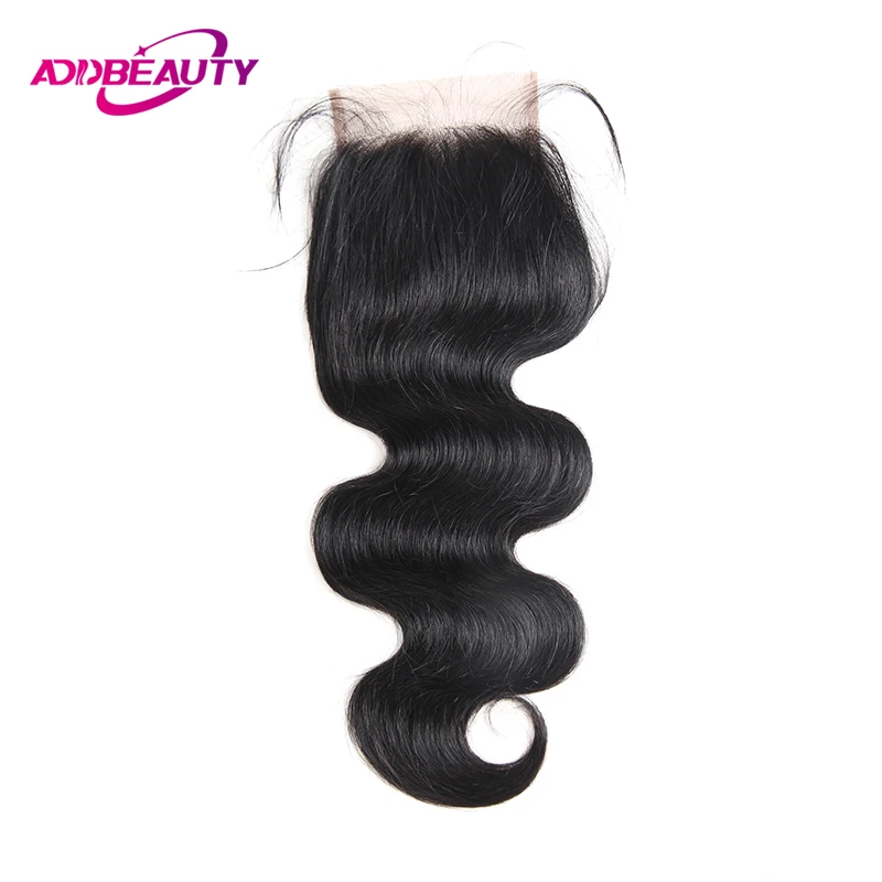 

AddBeauty Body Wave 4x4 Lace Closure With Baby Hair Virgin Human Peruvian Free Part Natural Color Bleached Knots 130% Density